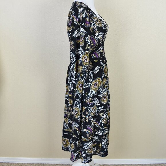 ba&sh Vienne Dress Noir Paisley Floral Midi - S - Picture 7 of 11